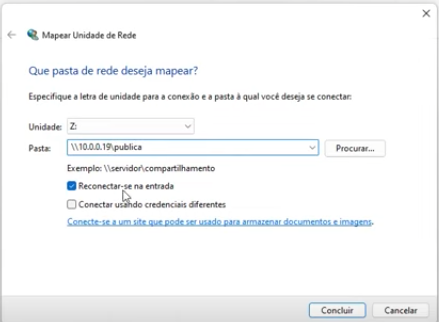mapear unidade de rede