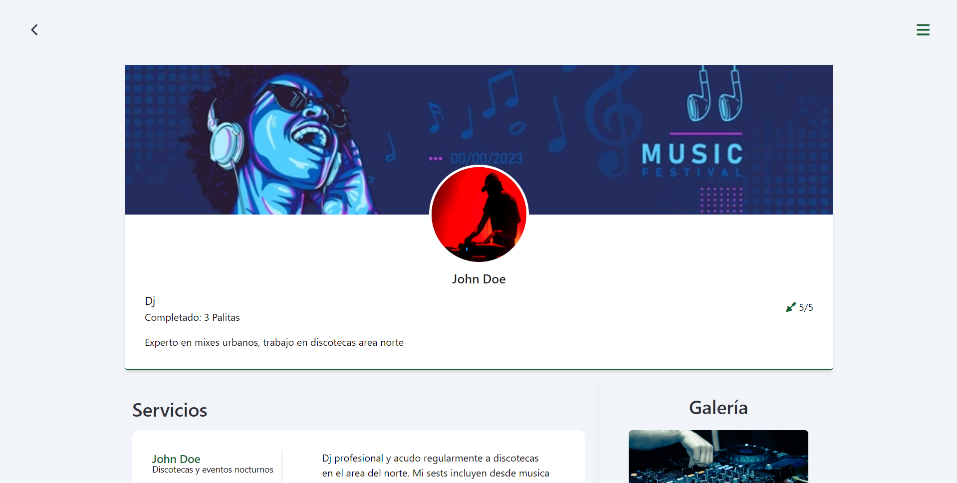 Profile page