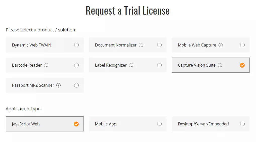 Dynamsoft Capture Vision Trial License