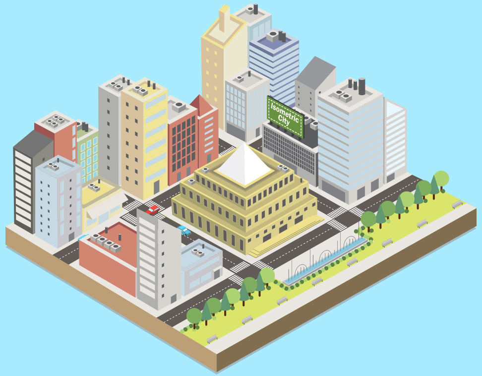 SVG Isometric City Animation
