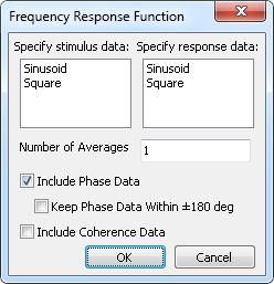 Frequency Response Filter Dialog