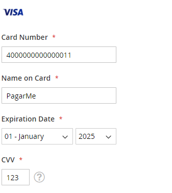 Filling the credit card form