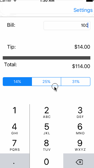 Bill display and settings control