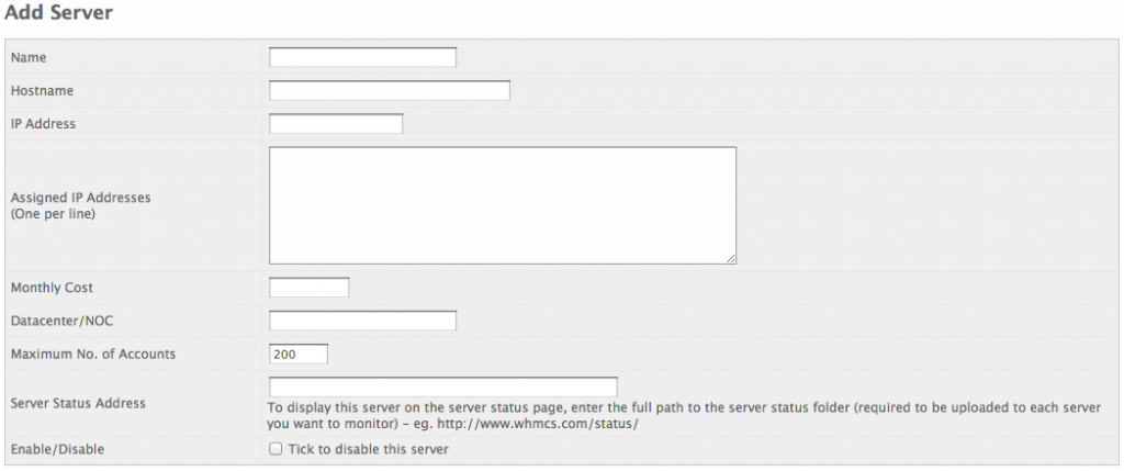 WHMCS - Add Server