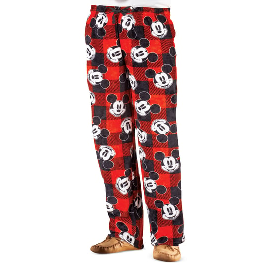 collections-etc-smiling-mickey-mouse-buffalo-plaid-fleece-lounge-pants-with-side-pockets-medium-red-1