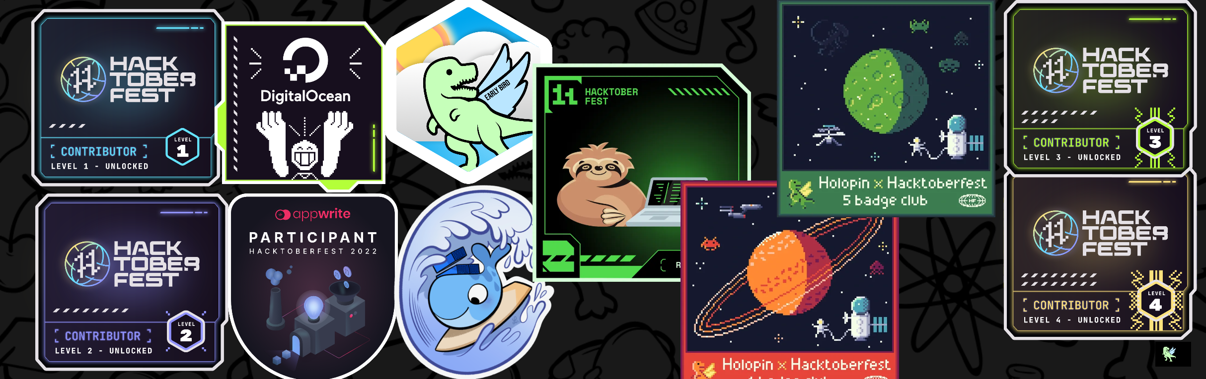 An image of @chuckd3ath's Holopin badges, which is a link to view their full Holopin profile