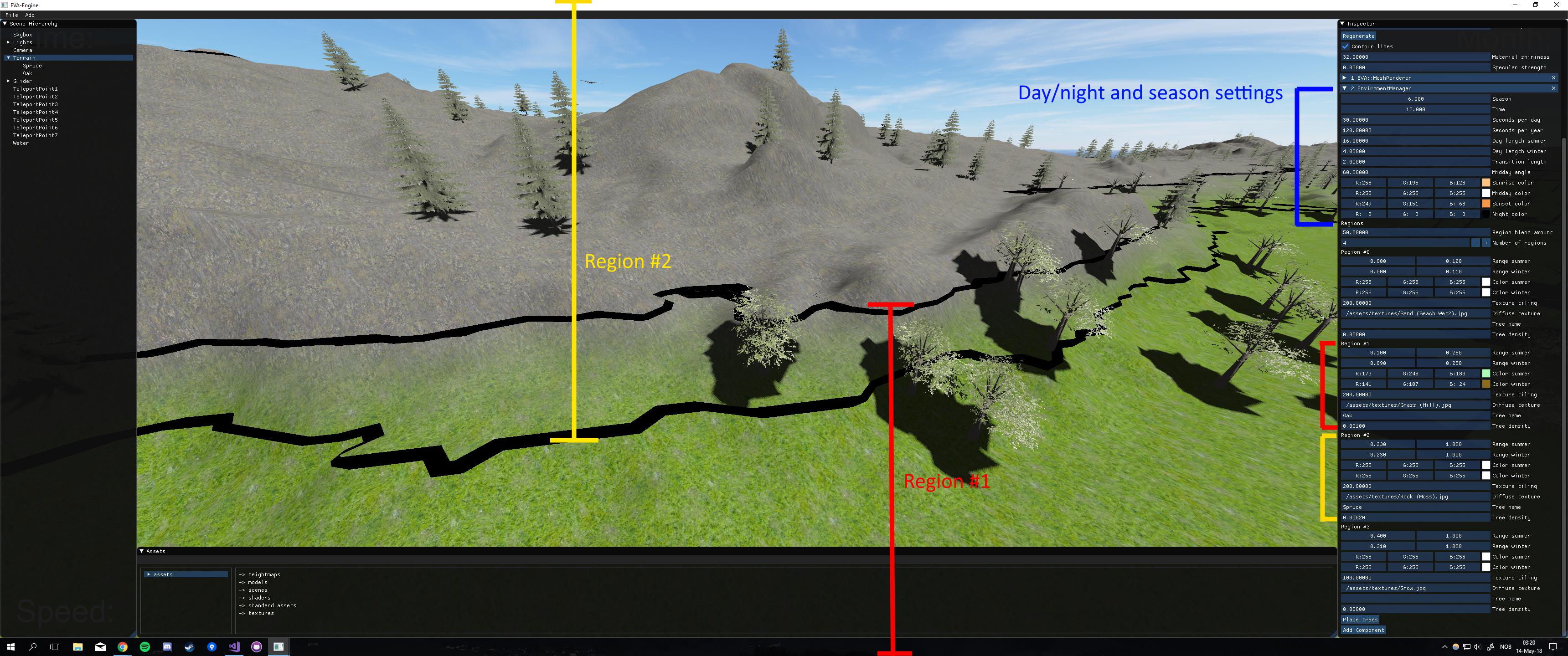 Image of the settings in the scene editor