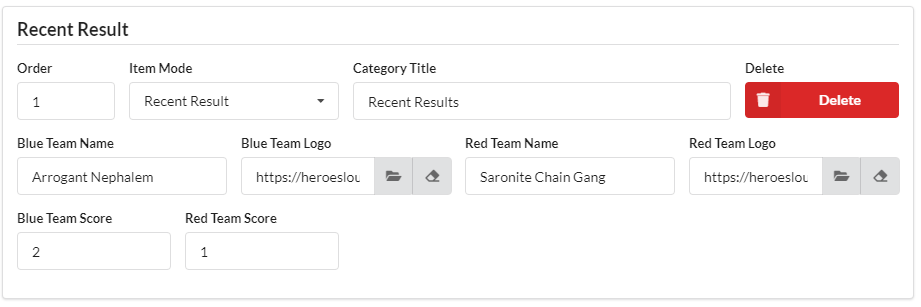 Recent Result Item