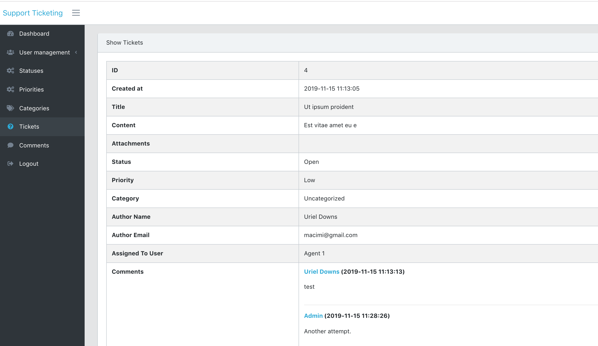 Laravel Support Tickets 04