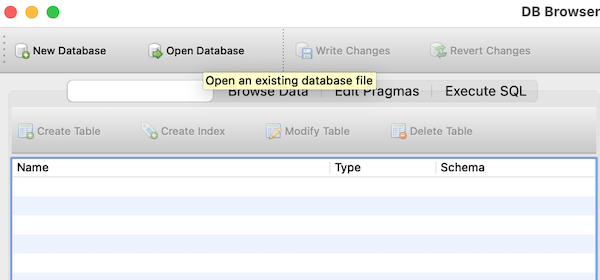 Open database in DB Browser in OSX