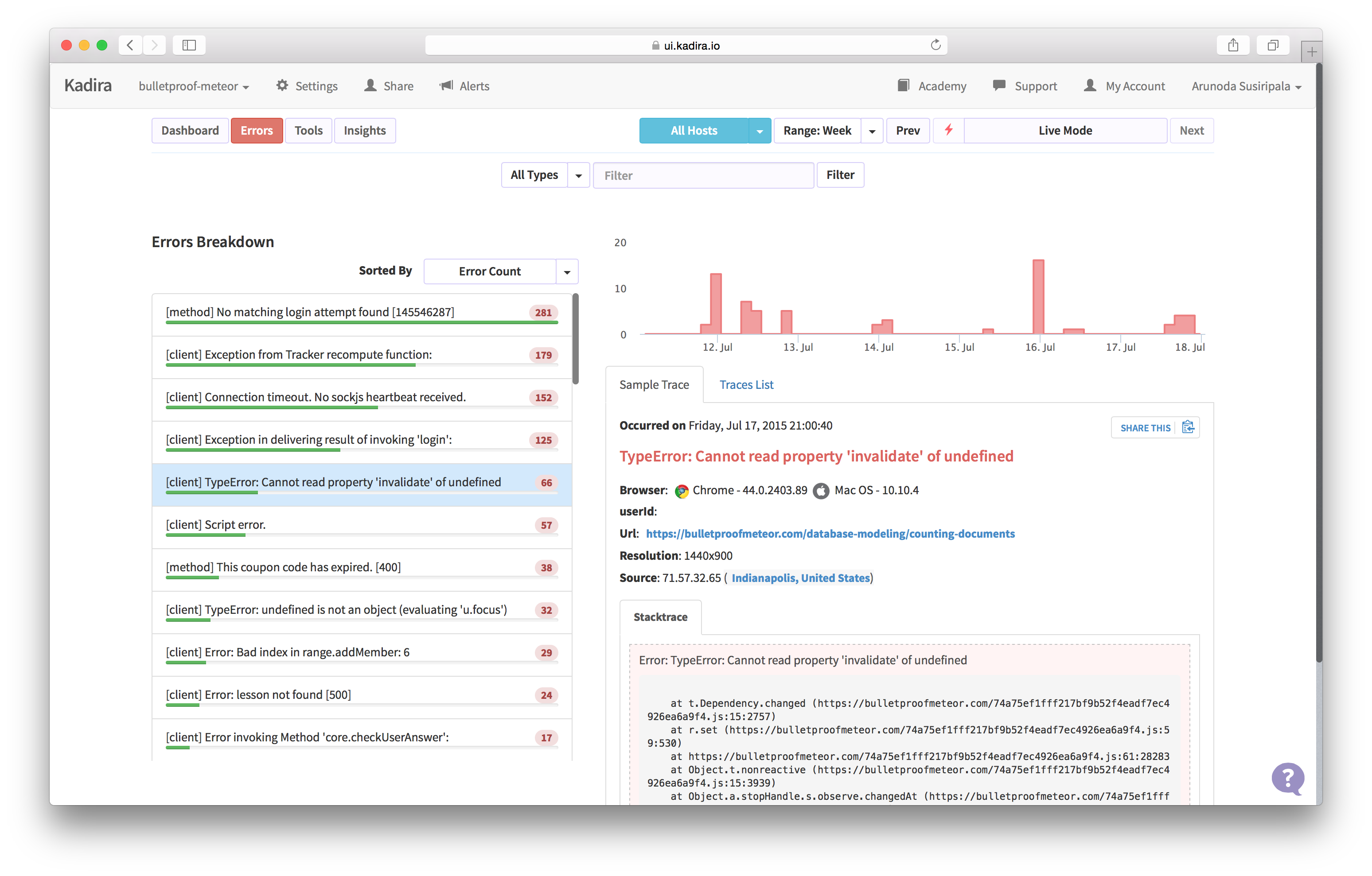 Kadira Error Manager
