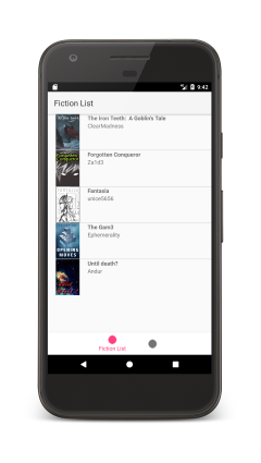 Android Fiction List Screen