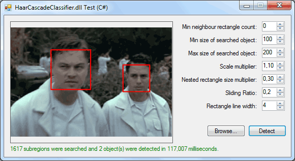 haar object detector application screenshot