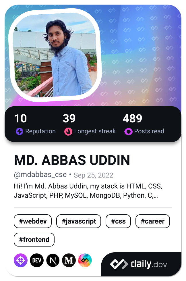 MD. ABBAS UDDIN's Dev Card