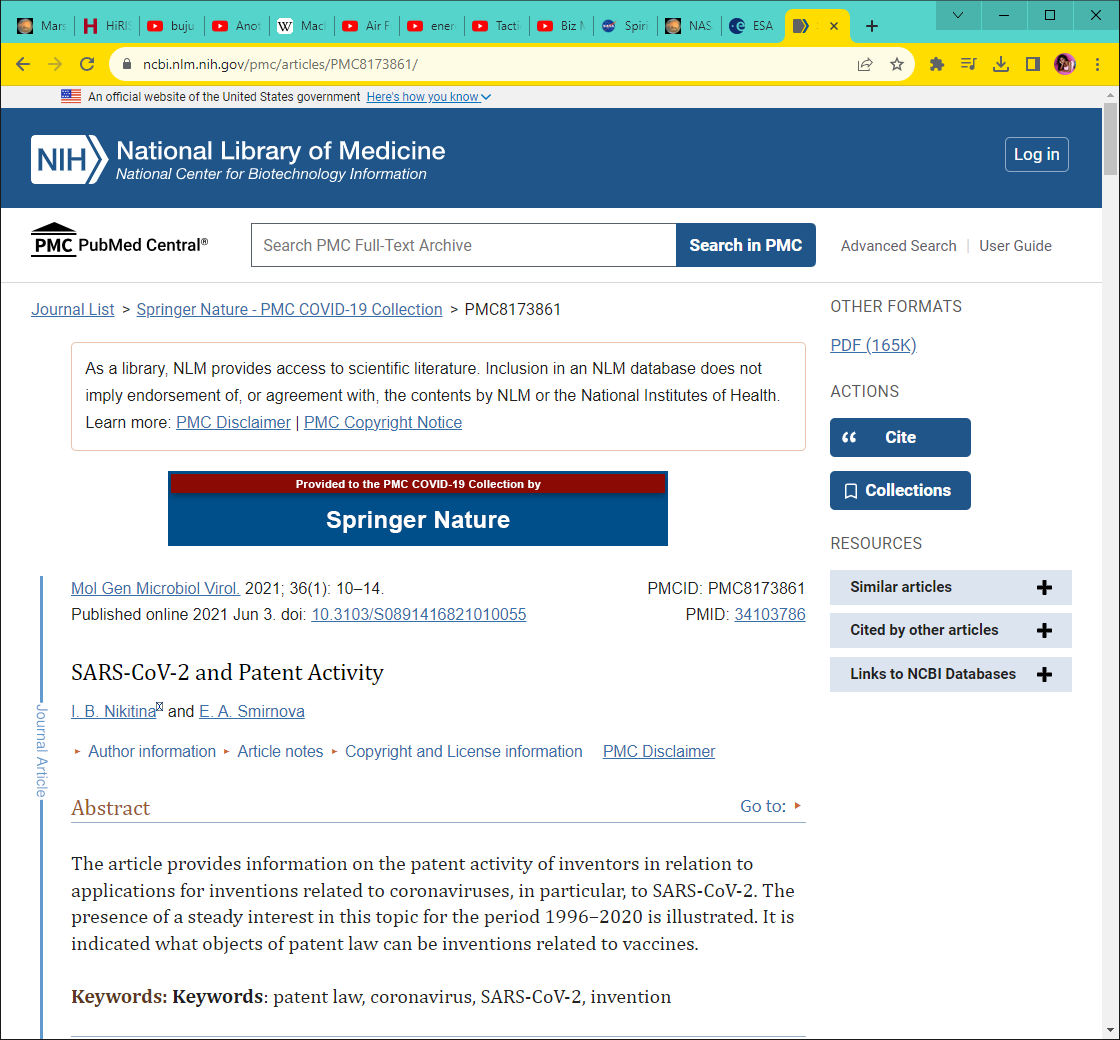 Sars CoronaVirus Patent Activity