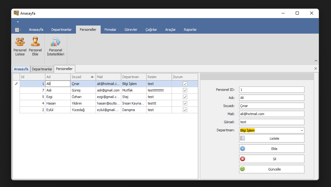 Staf Control Form