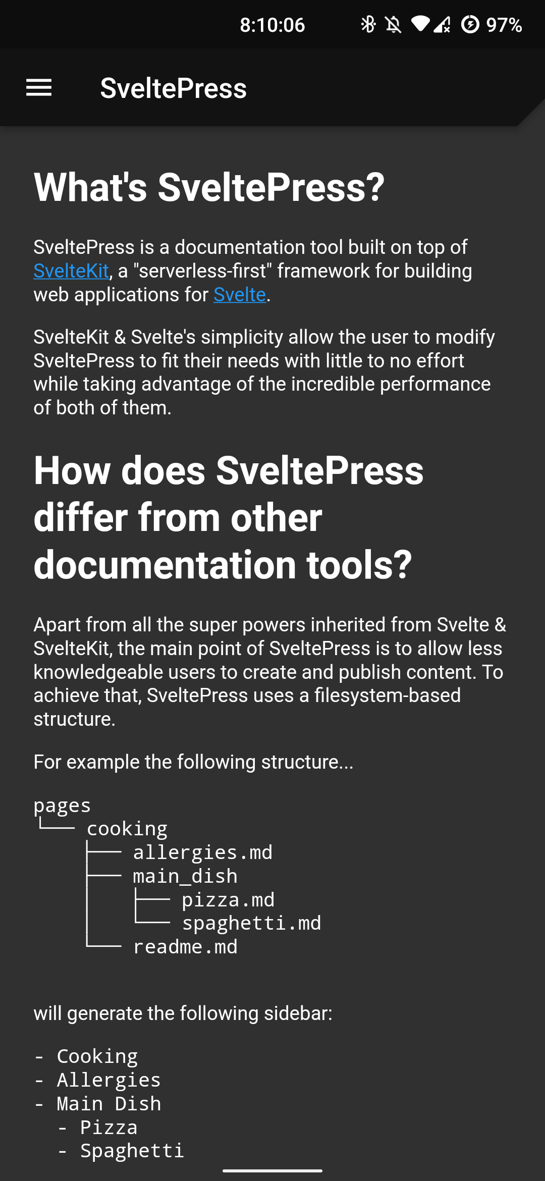 SveltePress Flutter mobile based GUI