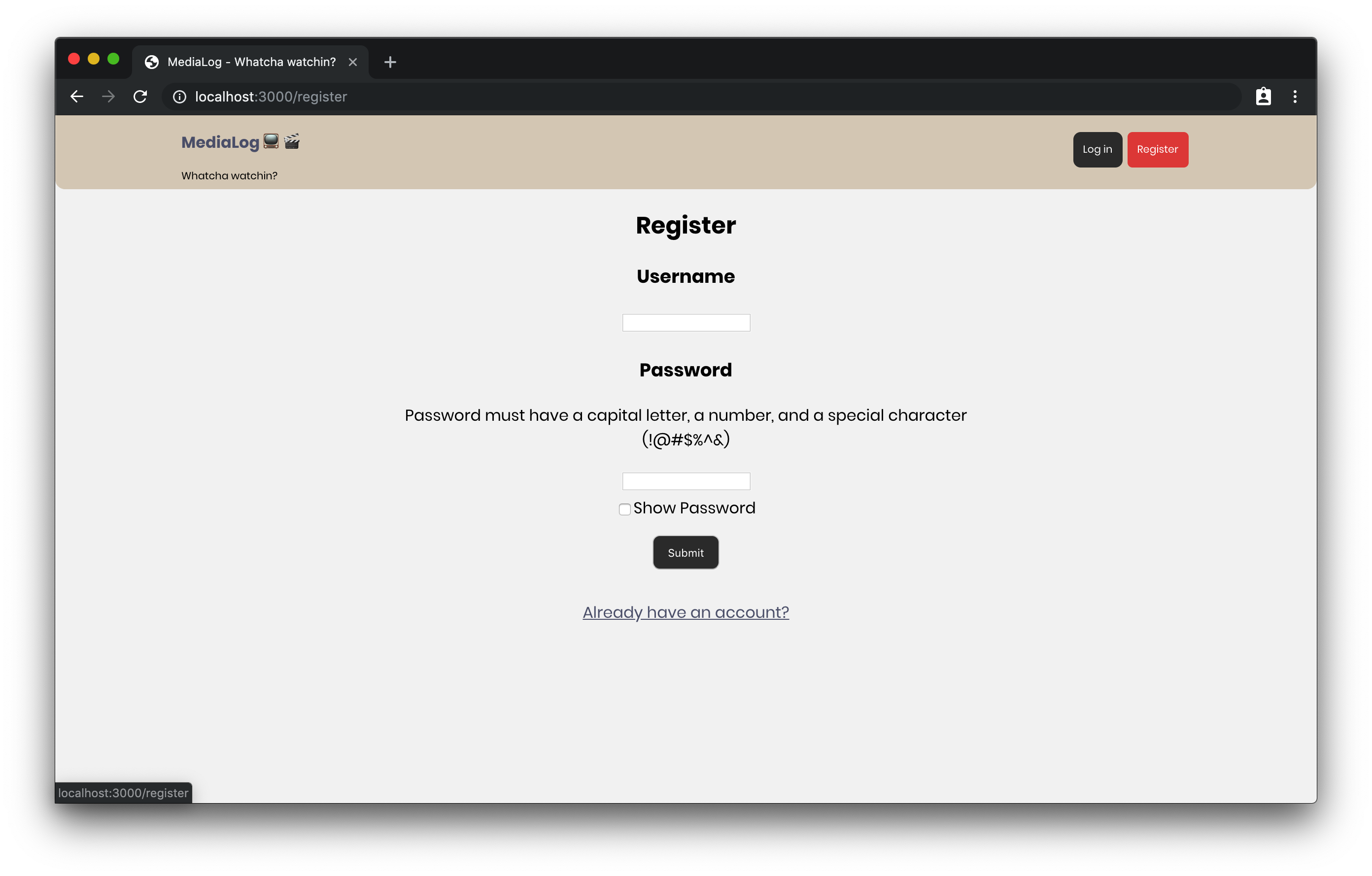 Registration Page