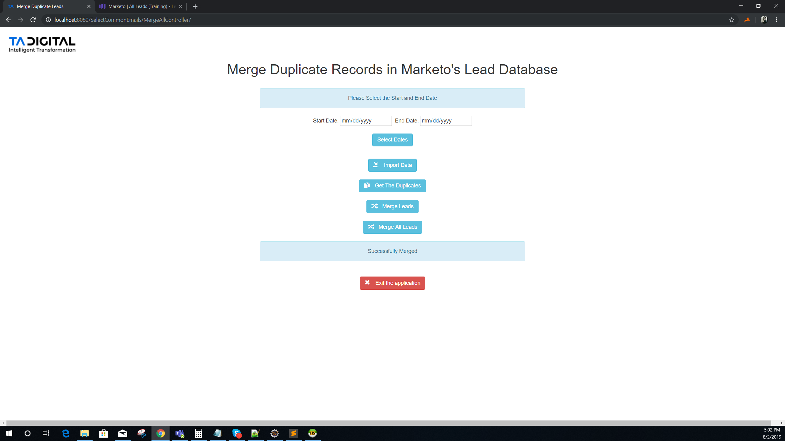 Merge All operation in application