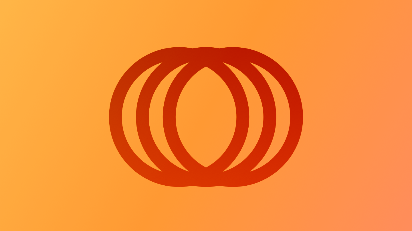 A sketch of a horizontal line of three slightly overlapping circles, suggesting vibration. The image is tinted orange to subtly reflect the orange in the original six-color Apple logo.