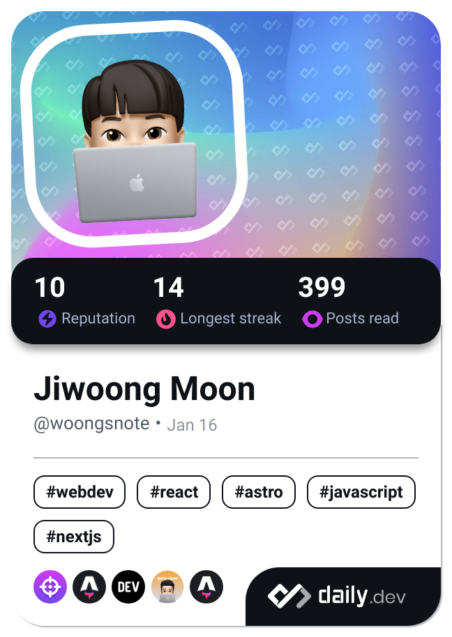 Jiwoong Moon's Dev Card