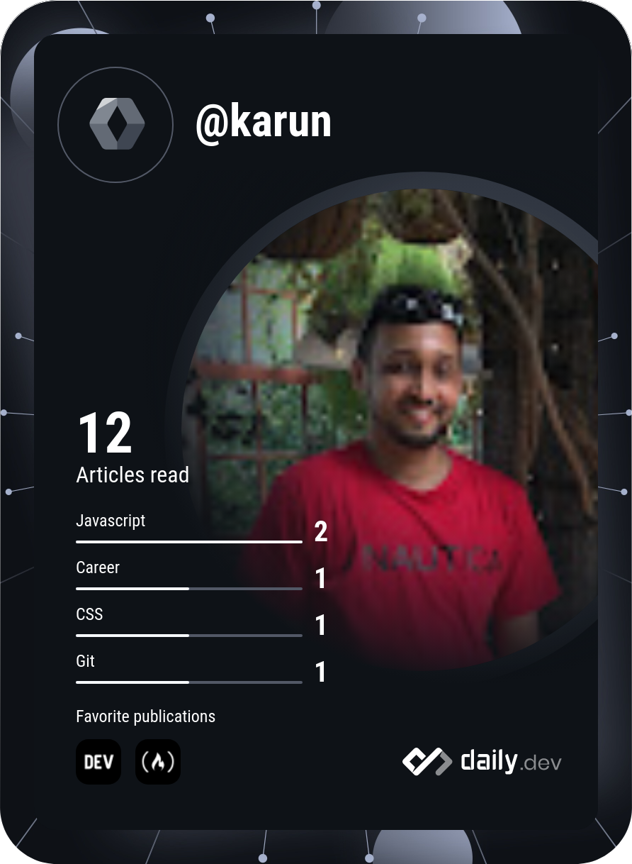 Karun's Dev Card