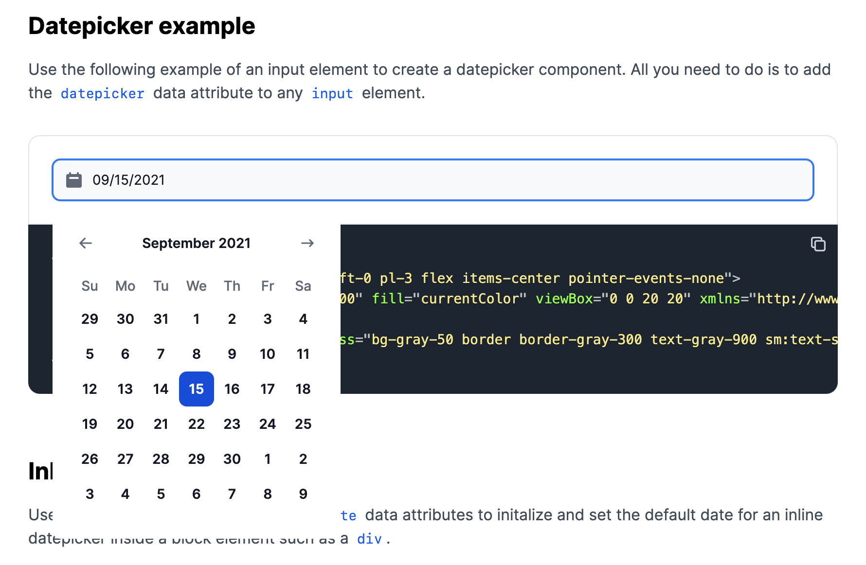 Tailwind CSS Datepicker