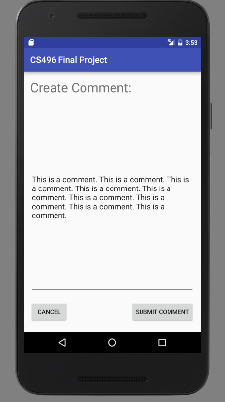 Create Comment Screen