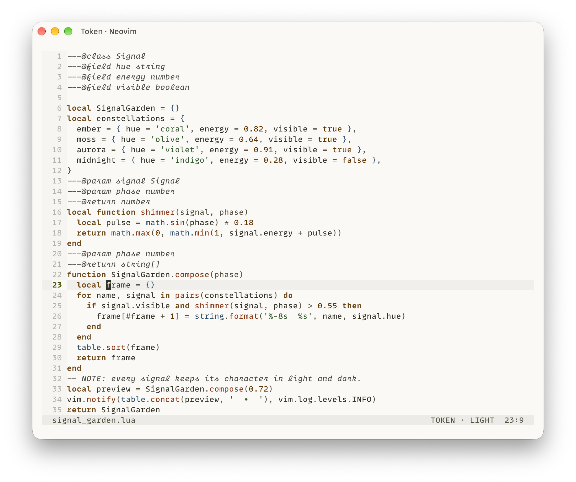 Token light