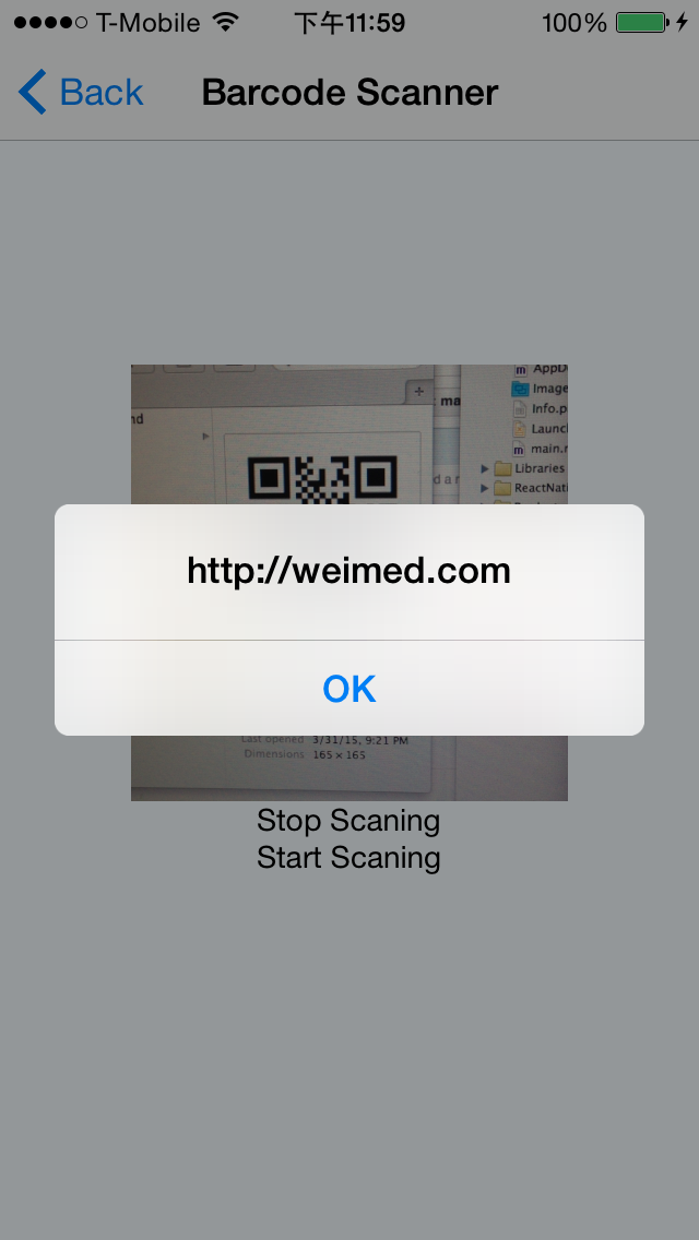 React Native Barcode Scanner - Scanning