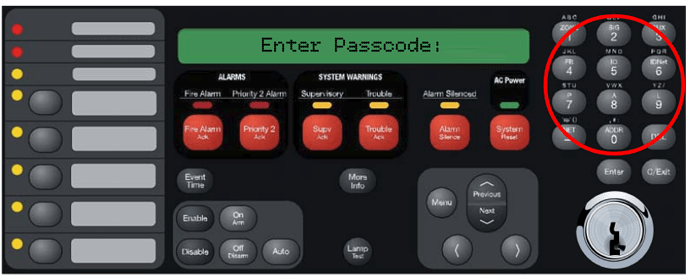 Use the keypad to enter the passcode