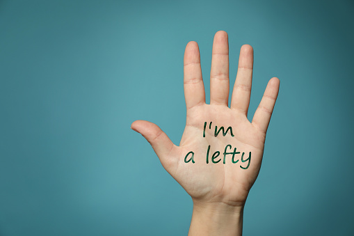 A left-hand with 'I'm a lefty' written on it
