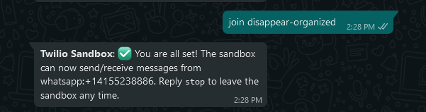 Join the Twilio WhatsApp Sandbox