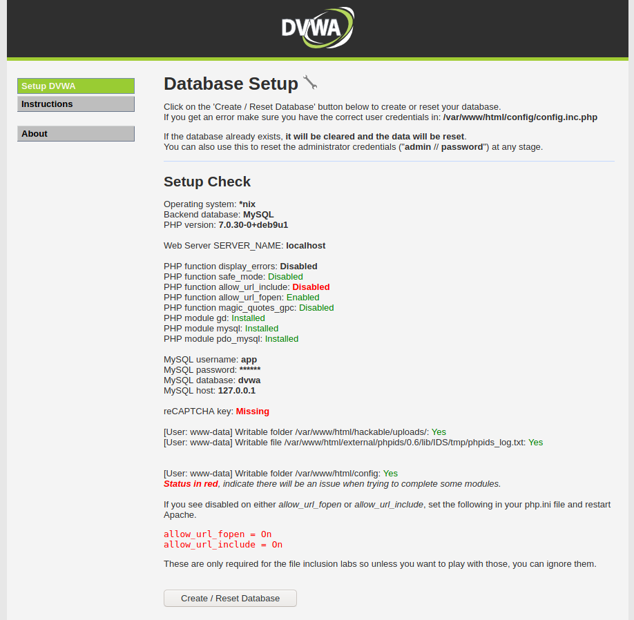 Database Setup