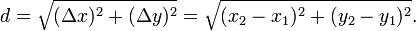 2D distance formula