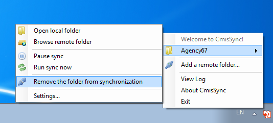 CmisSync: Remove folder from synchronization