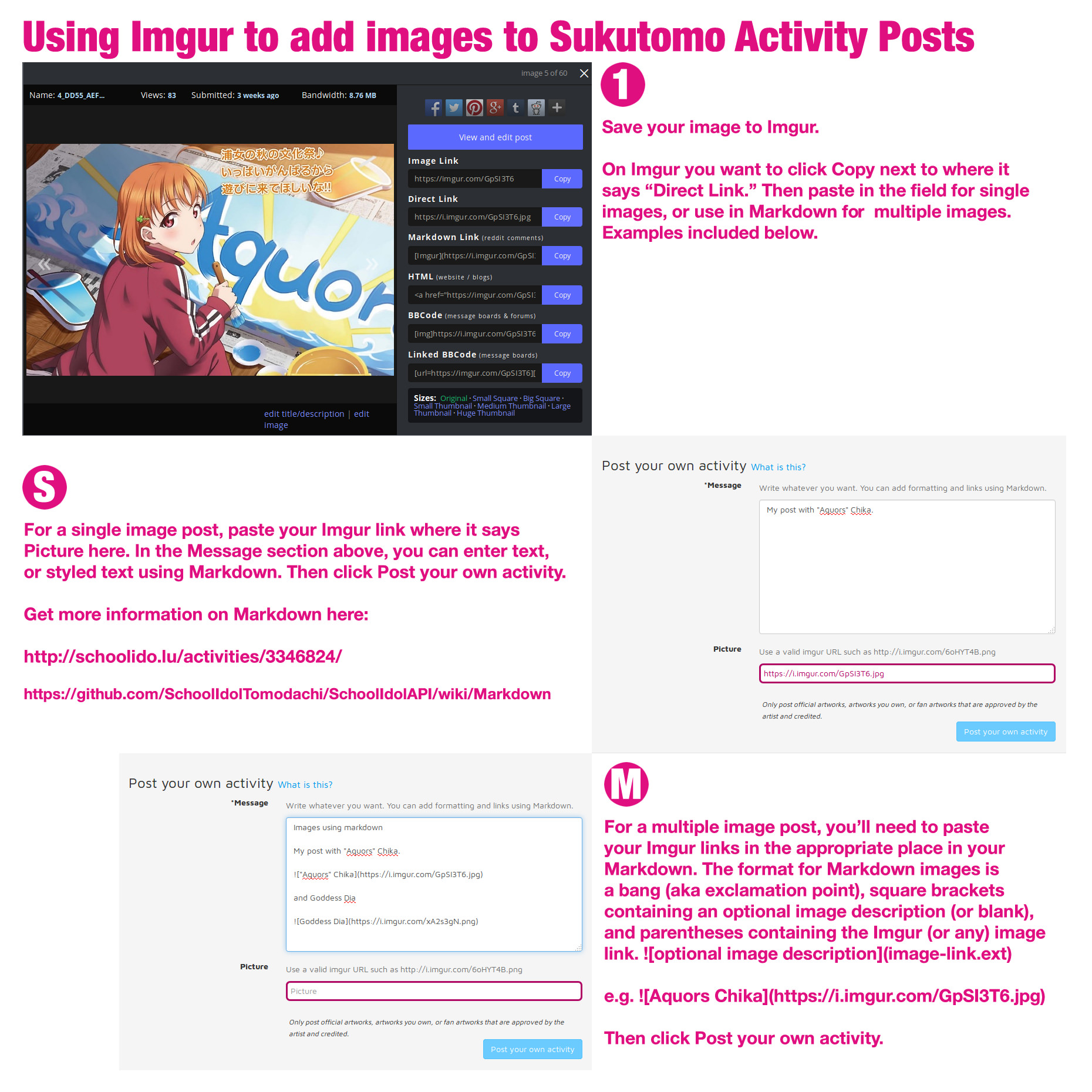 Using Imgur to add images to Sukutomo Activity Posts