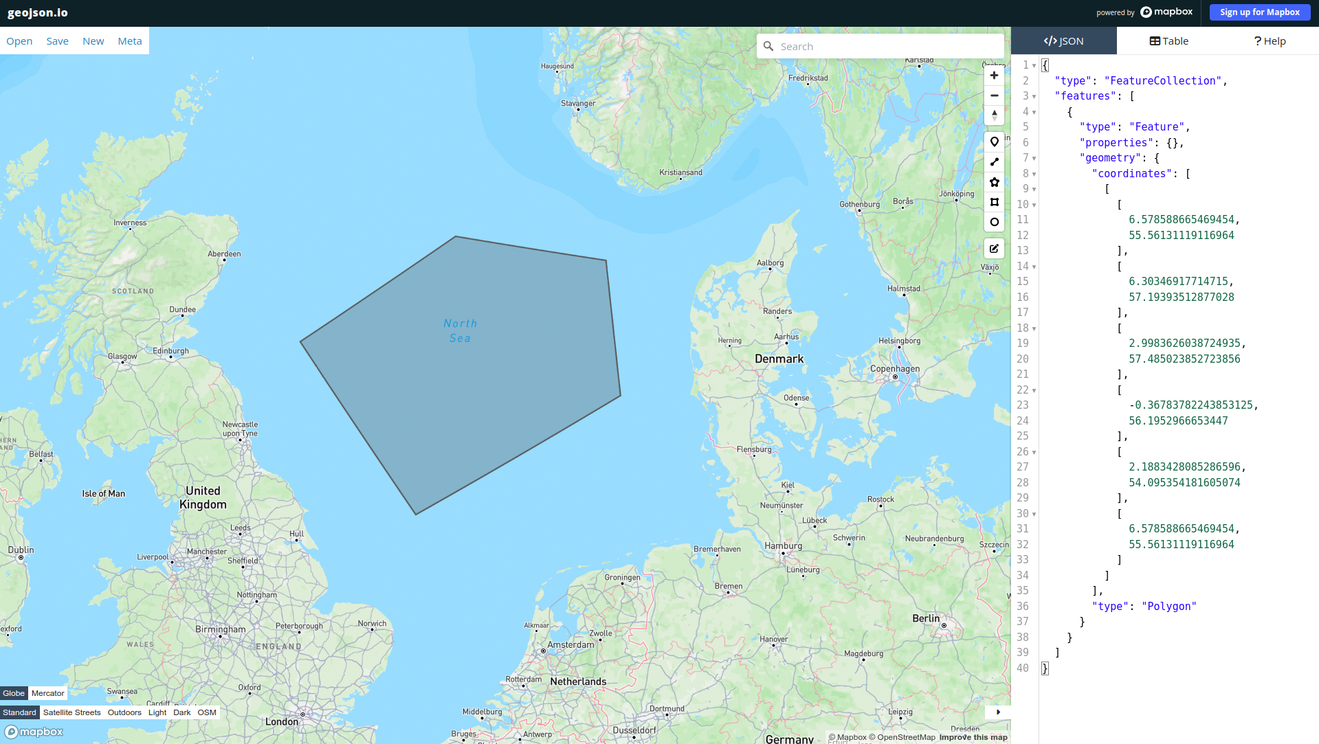 Screenshot of geojson.io