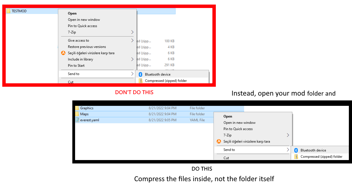 Archive the mod folder