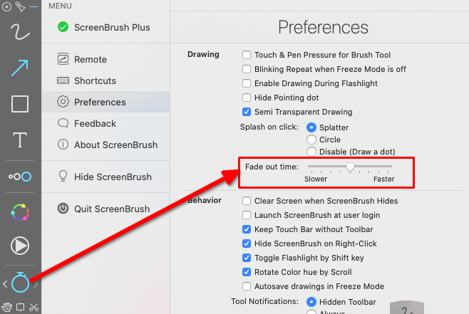 ScreenBrush - Preferences tab