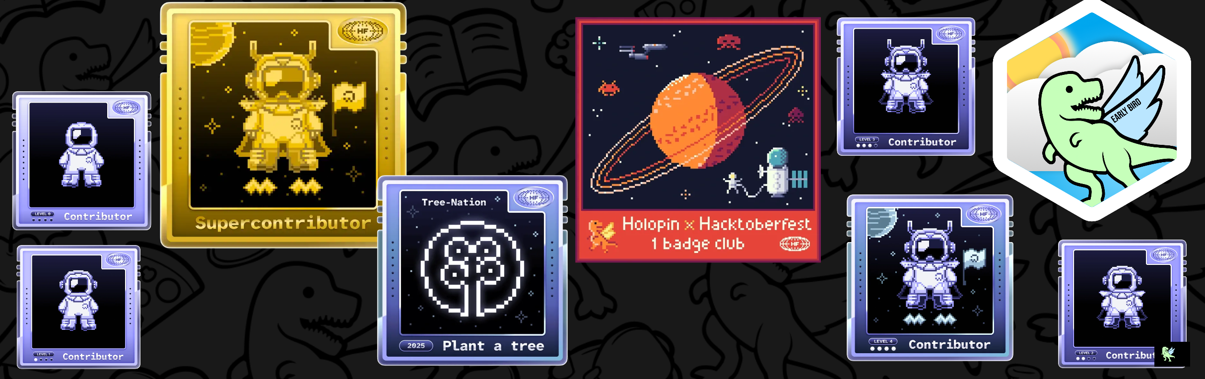 An image of @nishagii's Holopin badges, which is a link to view their full Holopin profile