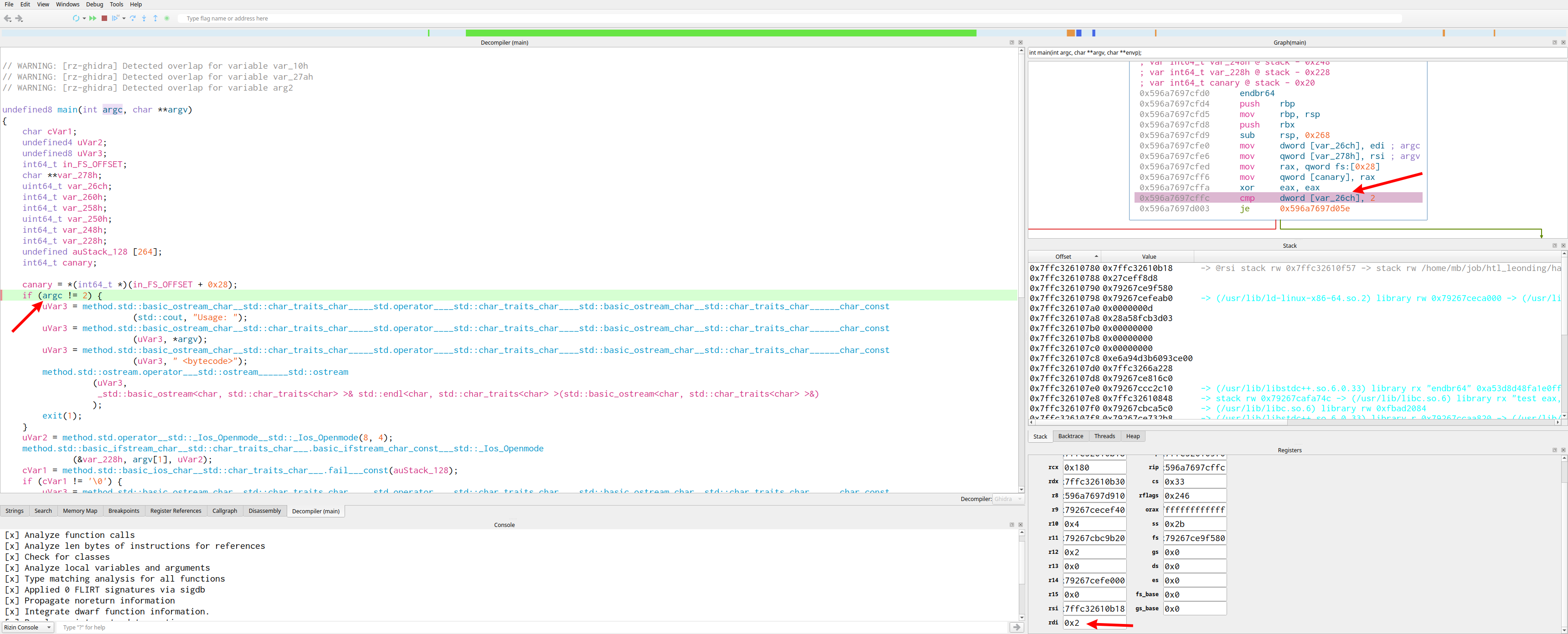 debugging in Cutter