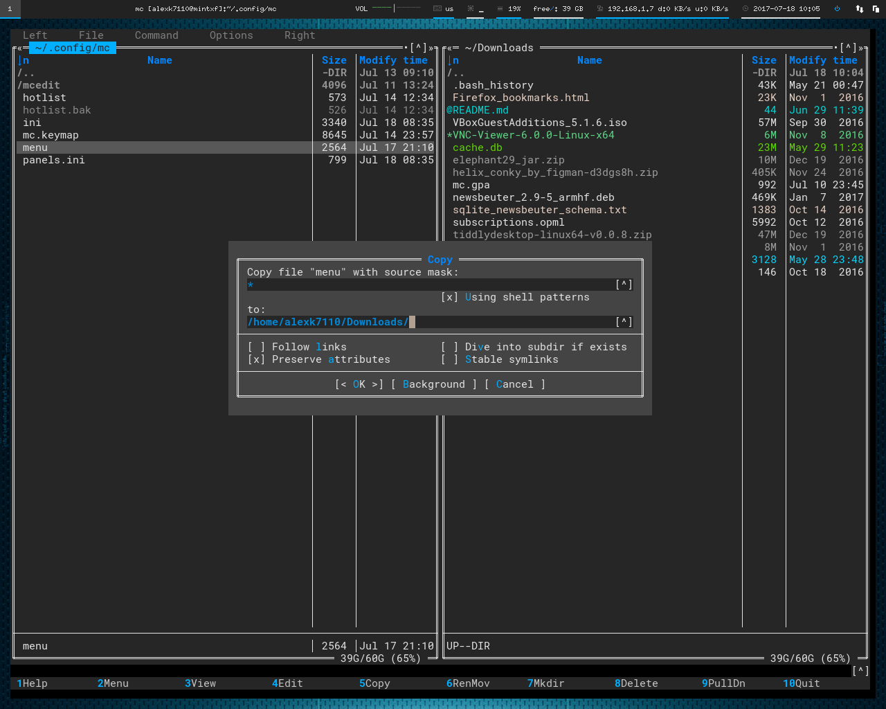 Midnight Commander - electricblue256 - Copy dialog