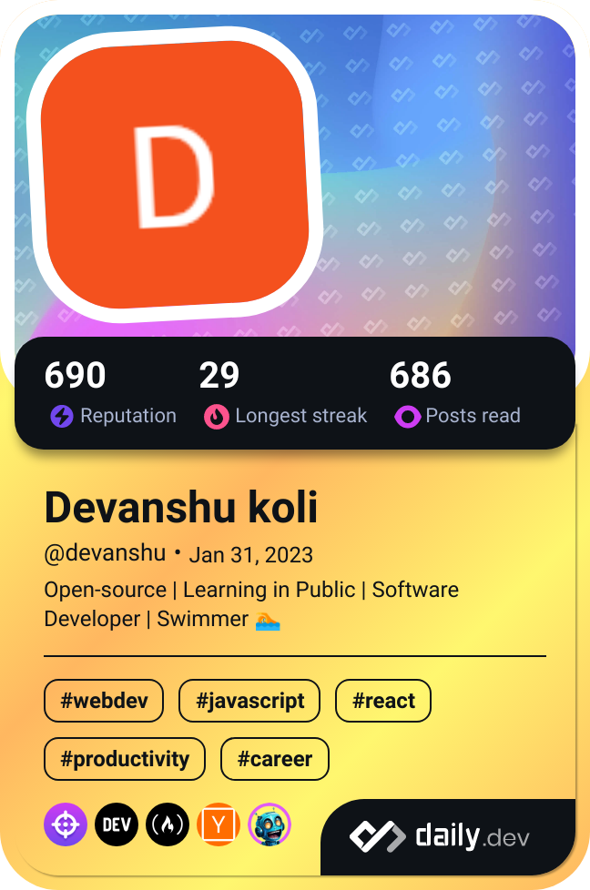 Devanshu koli's Dev Card