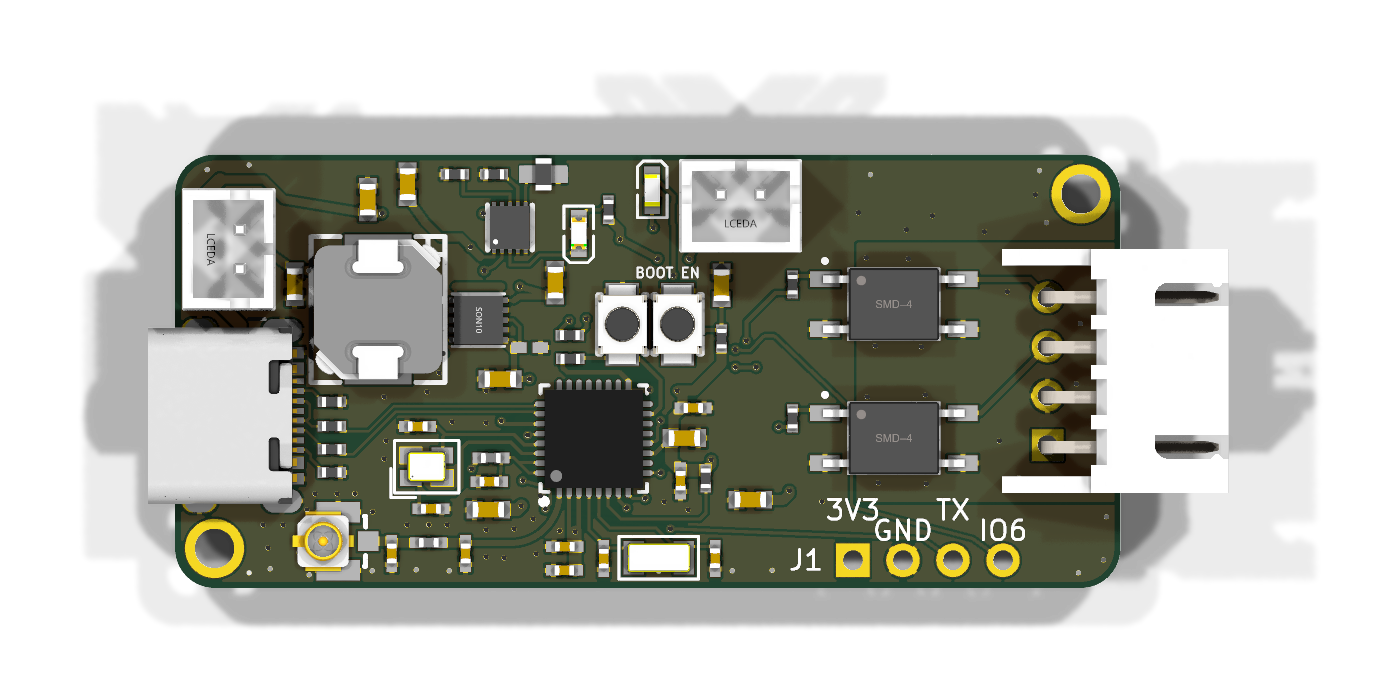 Rendered top view of the openrz67 trigger PCB