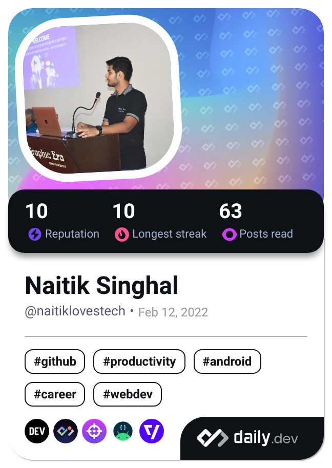 Naitik Singhal's Dev Card