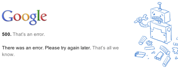 google 500 error