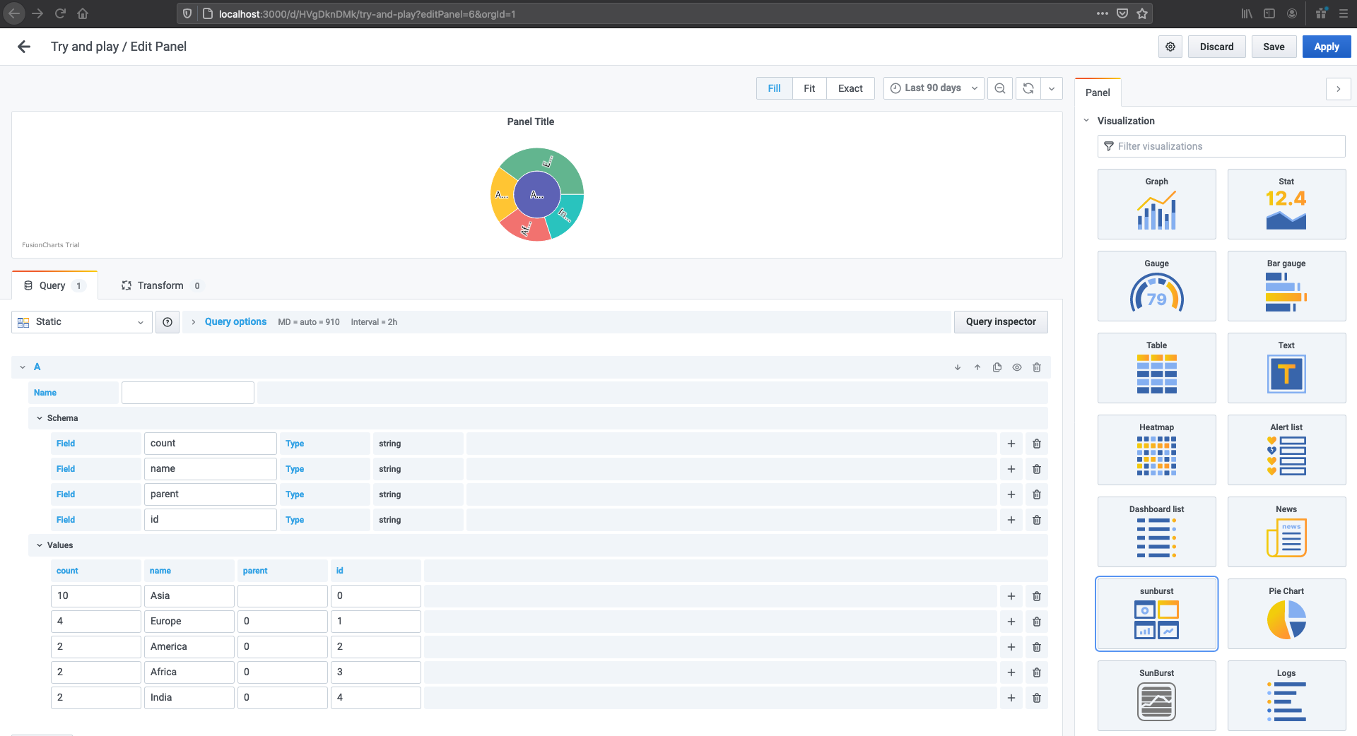 Static Sample Data