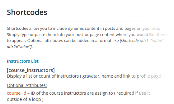 CoursePress - Settings - Shortcodes