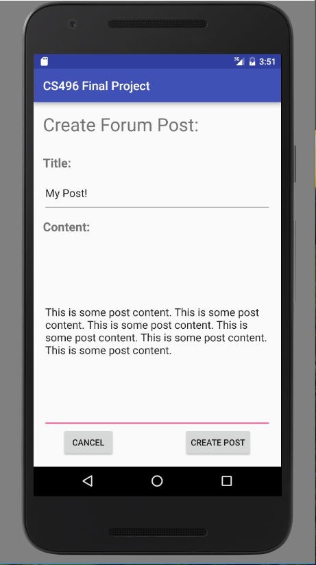 Create Post Screen